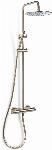 Blue Label Brondby douchesysteem in hoogte verstelbaar, thermostatisch, messing hoofddouche, geborsteld goud FK-8075-BB