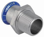 Geberit Mapress, Puntstuk, recht, 1-delig, RVS 316, met CIIR afdichtring, 22mm x NPT3/4" (persmof x buitendraad)