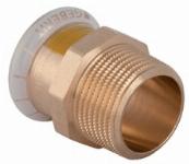 Geberit Mapress, Puntstuk, gas, recht, 1-delig, koper, met HNBR afdichtring, 15mm x R3/4" (persmof x buitendraad)