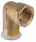 Geberit Mapress, Overgangsknie, gas, 90 graden, 1-delig, koper, met HNBR afdichtring, 15mm x RP1/2" (persmof x binnendraad)