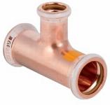 Geberit Mapress, Verloop T-stuk, gas, 90 graden, koper, met HNBR afdichtring, 35mm x 22mm x 35mm (persmof x persmof x persmof)