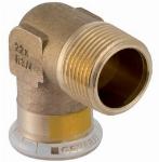 Geberit Mapress, Overgangsknie, gas, 90 graden, 1-delig, koper, met HNBR afdichtring, 15mm x R1/2" (persmof x buitendraad)