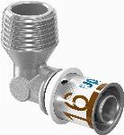 Uponor, Kniekoppeling, 90 graden, S-press plus, 16mm  x 1/2" (pers x buitendraad), messing, 10 bar
