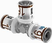 Uponor T-stuk S-press plus 16mm  x 16mm x 16mm (pers x pers x pers) messing 1070560