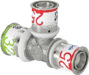 Uponor S-Press Plus pers T-stuk verlopend 32x25x25mm 1070582