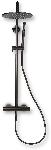 Blue Label Brondby douchesysteem in hoogte verstelbaar, thermostatisch, messing hoofddouche 25cm, gun metal
