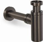 Blue Label Brondby messing design sifon 1 1/4", inclusief muurbuis, gun metal