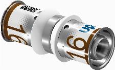 Uponor koppeling/sok, recht S-press plus 16mm  x 16mm (pers x pers) messing 10 bar 1070547