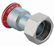 Geberit Mapress, Vlakke koppeling, recht, 2-delig, C-staal, vernikkeld, met CIIR afdichtring, 22mm x G3/4mm (persmof x wartelmoer)