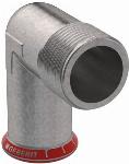 Geberit Mapress, Overgangsknie, 90 graden, 1-delig, C-staal, met CIIR afdichtring, 15mm x R1/2" (persmof x buitendraad)