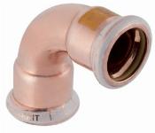 Geberit Mapress, Bocht, gas, 90 graden, 1-delig, koper, met HNBR afdichtring, 35mm x 35mm (persmof x persmof)