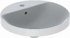 Geberit VariForm wastafel rond overloop m. kraangat 48x48x18cm wit 500.704.01.2