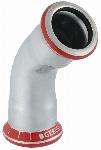 Geberit Mapress, Bocht, 45 graden, 1-delig, C-staal, met CIIR afdichtring, 76,1mm x 76,1mm (persmof x persmof)