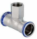 Geberit Mapress, Overgang T-stuk, 90 graden, RVS 316, met CIIR afdichtring, 22mm x RP1/2" x 22mm (persmof x binnendraad x persmof)