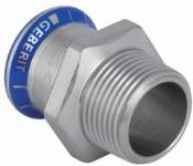 Geberit Mapress, Puntstuk, recht, 1-delig, RVS 316, met CIIR afdichtring, 54mm x R2" (persmof x buitendraad)