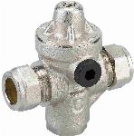 Watts Industries Redufix drukverminderaar. 15mm knel. Instelbaar van 1,5-5 bar, maximaal 15 bar. KIWA. Messing vernikkeld.