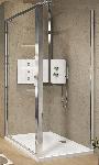 Novellini Lunes 2.0F, Douchewand, rechthoekig, 1950 x 780mm (HxB), profiel mat chroom, 4mm glas helder