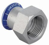 Geberit Mapress, Schroefbus, recht, 1-delig, RVS 316, met CIIR afdichtring, 12mm x RP3/8" (persmof x binnendraad)