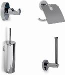 Blue Label Vida toiletset, toiletborstel, toiletrolhouder, reserverolhouder en haakje, chroom FK8001CH
