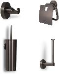Blue Label Vida toiletset, wc borstel, toiletrolhouder, reserverolhouder en haakje, gun metal FK8001GM