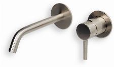 Blue Label Brondby wastafelkraan wand 18cm cold start incl. inbouwdeel geborsteld nikkel FK-0322-BN