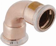 Geberit Mapress, Bocht, gas, 90 graden, 1-delig, koper, met HNBR afdichtring, 22mm x 22mm (persmof x persmof)