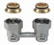 Solar H-onderblok recht haaks messing 3/4" Euroconus 3/4" Euroconus tweepijp 05-0116
