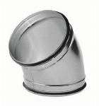 Velu rond luchtkanaal, staal, verzinkt, �125mm, steekeind, gladde bocht, 45�, lengte 50x50mm, insteek 35mm