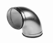 Velu rond luchtkanaal, staal, verzinkt, �250mm, steekeind, gladde bocht, 90�, insteek 35mm