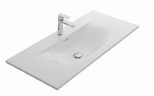 Blue Label Mette wastafel, keramiek, model Soft, 1x kom, 1x kr gat 100cm wit glans 100x46x1,8 (bxdxh)