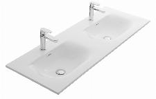 Blue Label Mette wastafel, keramiek, model Soft, 2x kom, 2x kr gat 120cm wit glans 120x46x1,8 (bxdxh)