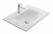 Blue Label Mette wastafel, keramiek, model Soft, 1x kom, 1x kr gat 60cm wit glans 60x46x1,8 (bxdxh)