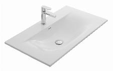 Blue Label Mette wastafel, keramiek, model Soft, 1x kom, 1x kr gat 80cm wit glans 80x46x1,8 (bxdxh)
