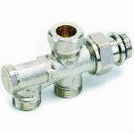 Comap zij- onderblok 1-pijps 1/2" Recht. Afsluitbaar en inregelbaar. Buisaansluiting M22. HOH 35mm