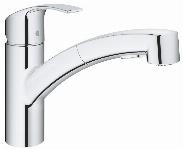 Grohe Eurosmart keukenkraan m. lage uitloop m. uittrekbare handdouche chroom 30305001