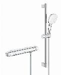 Grohe Grohtherm 1000 New comfortset m. douchethermostaat z. koppelingen HOH=15cm m. glijstang 60cm en handdouche m. 2 straalsoorten chroom 34819005