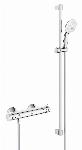 Grohe Grohtherm 800 comfortset m. douchethermostaat m. koppelingen HOH=15cm m. glijstang 90cm en handdouche m. 2 straalsoorten chroom 34566002