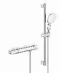 Grohe Grohtherm 1000 New comfortset m. douchethermostaat z. koppelingen HOH=12cm m. glijstang 60cm en handdouche m. 2 straalsoorten chroom 34822005