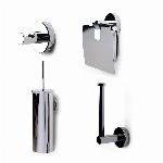 Blue Label Vida Facet toiletset, toiletborstel, toiletrolhouder, reserverolhouder en haakje, chroom