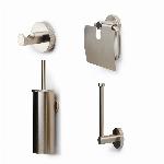 Blue Label Vida Facet toiletset, toiletborstel, toiletrolhouder, reserverolhouder en haakje, geborsteld nikkel FK8001BNX
