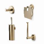 Blue Label Vida Facet toiletset, toiletborstel, toiletrolhouder, reserverolhouder en haakje, geborsteld goud FK8001BBX