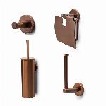 Blue Label Vida Facet toiletset, toiletborstel, toiletrolhouder, reserverolhouder en haakje, geborsteld brons