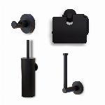 Blue Label Vida Facet toiletset, toiletborstel, toiletrolhouder, reserverolhouder en haakje, mat zwart FK8001MBX