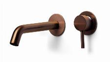 Blue Label Brondby XL inbouw wastafelkraan wand 18cm cold start incl. inbouwdeel, geborsteld brons FK-0322XL-BR