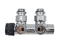 Solar Design onderblok 1/2" Haaks, chroom. Buisaansluiting M24. Excl (M30) thermostaatkop. Voor 2-pijps systemen (Thermrad-VeraLine)