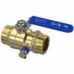 Raminex kogelkraan s.28, 1.1/2" x 1.1/2", 2x buitendraad, DN32, PN10, met aftapper, kogel met Teflon coating rvs hendel drinkwater 283003