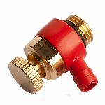 Raminex aftapper 1/4" buitendraad, messing, kunststof, 360� draaibare uitloop, met afdichtingsring rood 100002