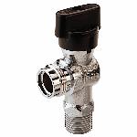 Raminex Premium gasaansluitkogelkraan haaks, R 1/2" buitendraad x M24 x 1,5 buitendraad, DN12, messing verchroomd 280110