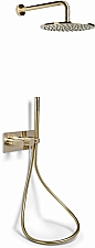 Blue Label Brondby facet douchesysteem horizontaal met houder incl. inbouwdeel, omstel, hoofddouche 250mm, geborsteld goud FK-003K-H-BB
