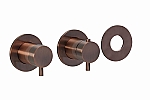 Blue Label Brondby inbouwthermostaat met 3-weg omstelling, inbouw + afbouwdeel, ronde rozetten, 1/2" aansluiting, geborsteld brons FK-CA22-H-BR